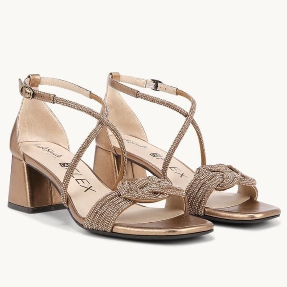 LifeStride Captivate Bronze Glis Rhinestone Dress Sandal 21782 Womens 8.5 M NEW